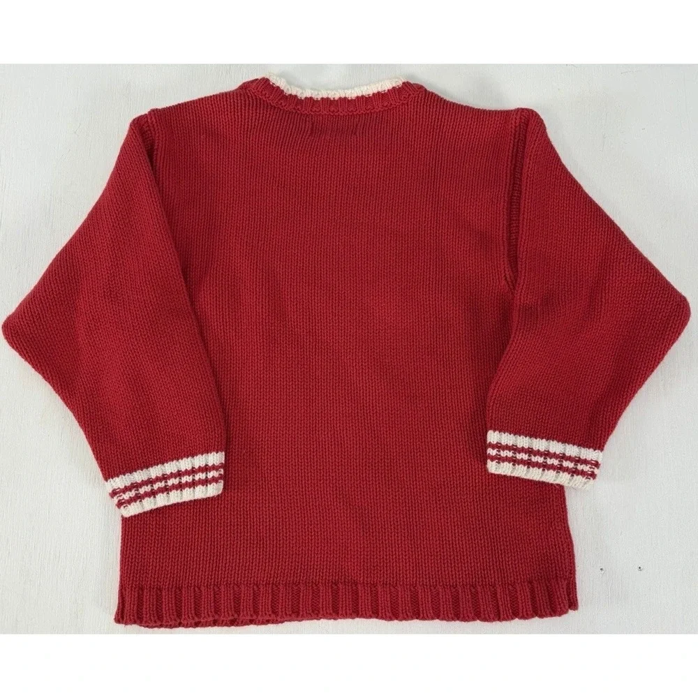 Vintage Gymboree Star Nautical Christmas Holiday Sweater Red Knit Kids Size L